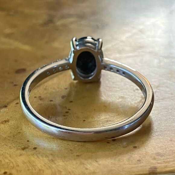 Black Ethiopian Opal Sterling Silver Ring Size 8 - Picture 6 of 10